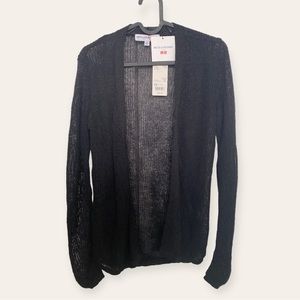 NWT Uniqlo XS mesh black cardigan with linen and rayon blend